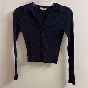 Madewell Black Long Sleeve Crop Top Size XS